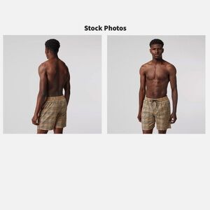 NWT Men’s Burberry Check Swim Shorts in Archive Beige size small